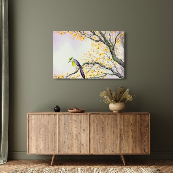 Slika - Akvarel ptica na drvetu (90x60 cm)