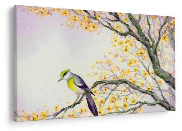 Slika - Akvarel ptica na drvetu (90x60 cm)