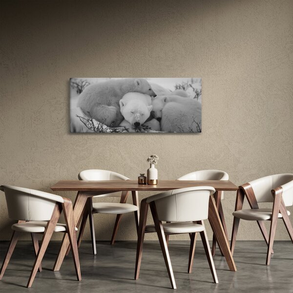 Slika - Polarni medvjedi, crno-bijela (120x50 cm)