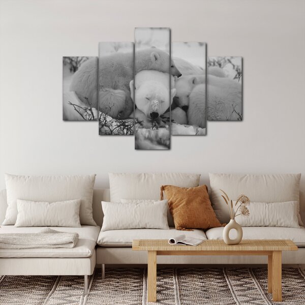 Slika - Polarni medvjedi, crno-bijela (150x105 cm)
