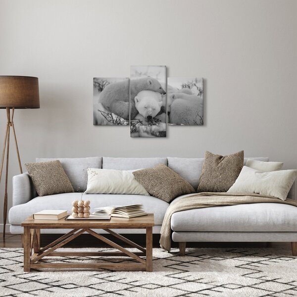 Slika - Polarni medvjedi, crno-bijela (90x60 cm)