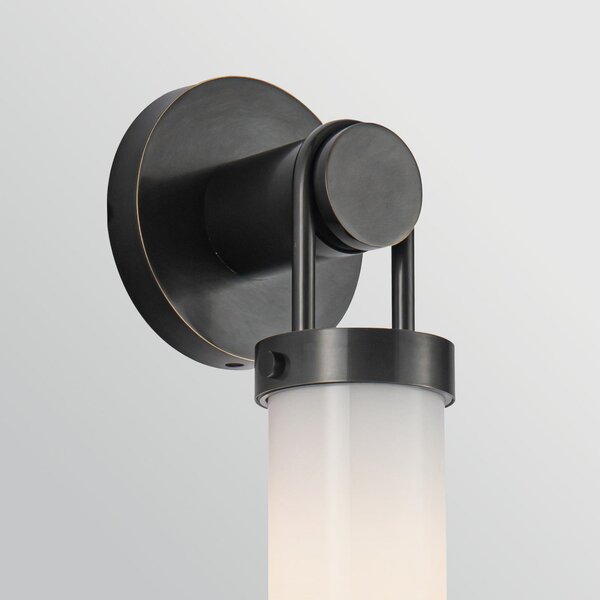 Quintiesse Zidna lampa WYNWOOD, bronca, visina 40 cm, metal/opalno staklo E27, Bronca / stari mesing, Dnevni boravak/blagovaonica, Metal