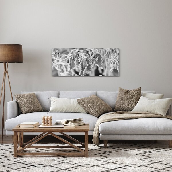 Slika - Smrznuto lišće, crno-bijela (120x50 cm)