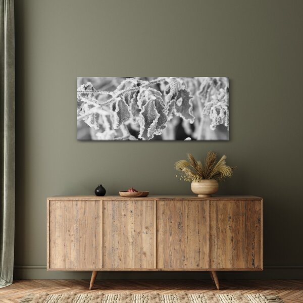 Slika - Smrznuto lišće, crno-bijela (120x50 cm)
