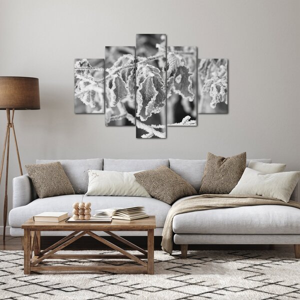 Slika - Smrznuto lišće, crno-bijela (150x105 cm)