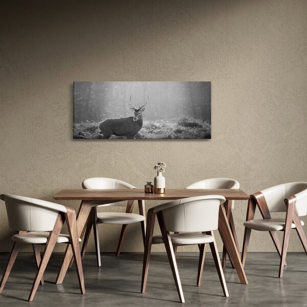 Slika - Jelen u šumi, crno-bijela (120x50 cm)