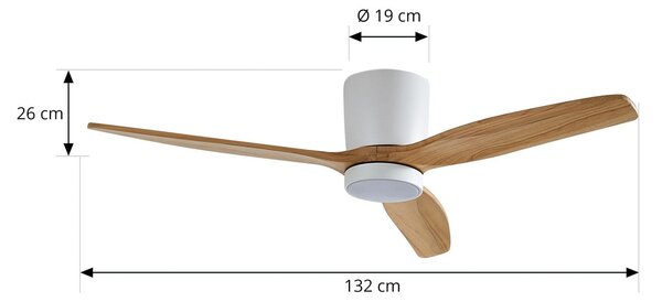 Faipari LED stropni ventilator, bijeli, DC, tih, 132 cm – Lucande Lucande, Faipari, Bijela, Dnevna soba, Metal, Moderan