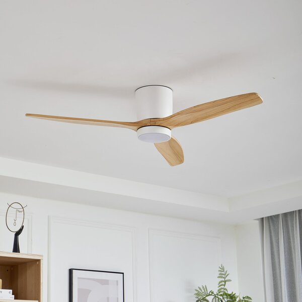 Faipari LED stropni ventilator, bijeli, DC, tih, 132 cm – Lucande Lucande, Faipari, Bijela, Dnevna soba, Metal, Moderan