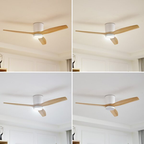 Faipari LED stropni ventilator, bijeli, DC, tih, 132 cm – Lucande Lucande, Faipari, Bijela, Dnevna soba, Metal, Moderan