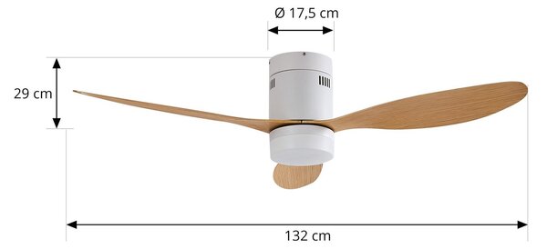 Kayu LED stropni ventilator bijeli/drveni - Lucande Lucande, Kayu, Drvo, Dnevna soba, Plastika, Moderan