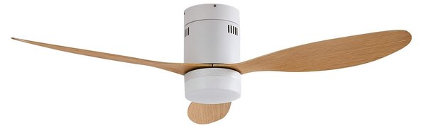Kayu LED stropni ventilator bijeli/drveni - Lucande Lucande, Kayu, Drvo, Dnevna soba, Plastika, Moderan