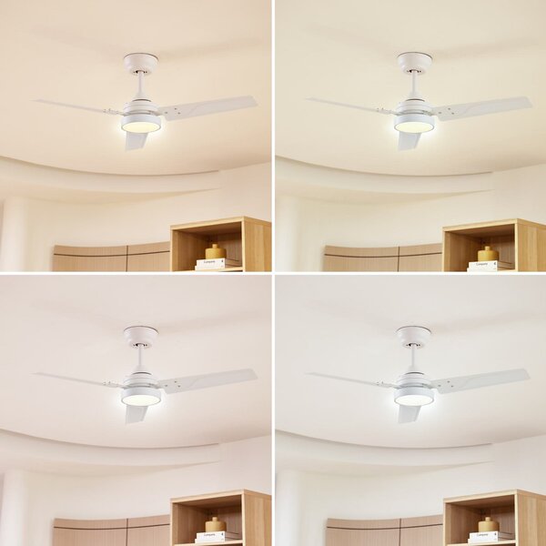 Aerallo LED stropni ventilator, bijeli, CCT, tih - Lindby Lindby, Aerallo, Bijela, Dnevna soba, Metal, Moderan