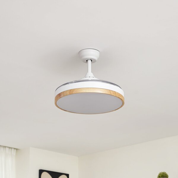 Oras LED stropni ventilator, bijeli, DC, tih, Ø 107 cm - Lindby Lindby, Oras, Bijela, Dnevna soba, Plastika, Moderan