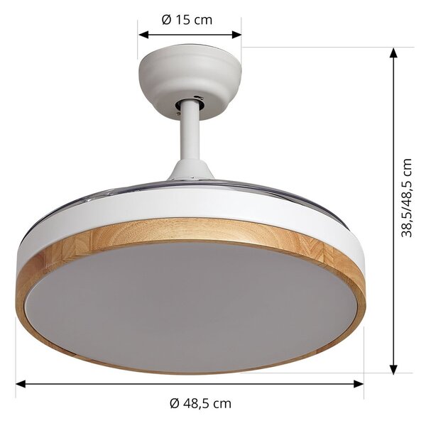 Oras LED stropni ventilator, bijeli, DC, tih, Ø 107 cm - Lindby Lindby, Oras, Bijela, Dnevna soba, Plastika, Moderan