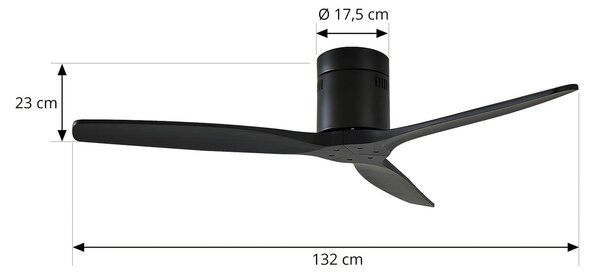 Stropni ventilator Vindur, crni, DC, tih, 132 cm - Lucande Lucande, Vindur, Crno, Dnevna soba, Metal, Moderan