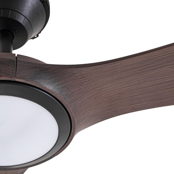 Winrod LED vanjski stropni ventilator, tamno drvo, IP66 - Lucande Lucande, Winrod, prigušiv, Drvo, Plastika, Moderan