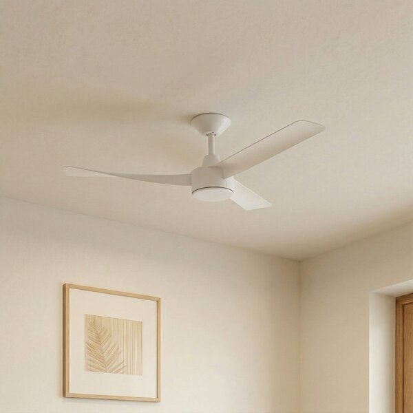Airona LED stropni ventilator, bijeli, prigušiv, DC, tih - Lucande Lucande, Airona, prigušiv, Bijela, Dnevna soba, Plastika, Moderan