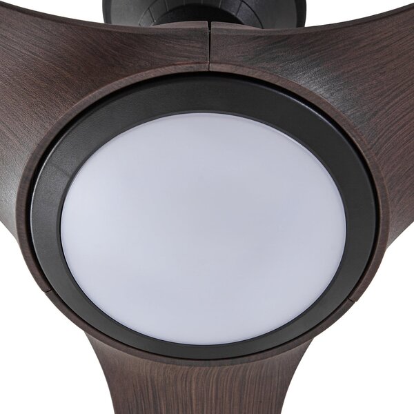 Winrod LED vanjski stropni ventilator, tamno drvo, IP66 - Lucande Lucande, Winrod, prigušiv, Drvo, Plastika, Moderan