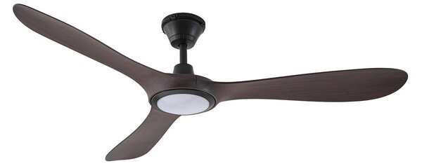 Winrod LED vanjski stropni ventilator, tamno drvo, IP66 - Lucande Lucande, Winrod, prigušiv, Drvo, Plastika, Moderan