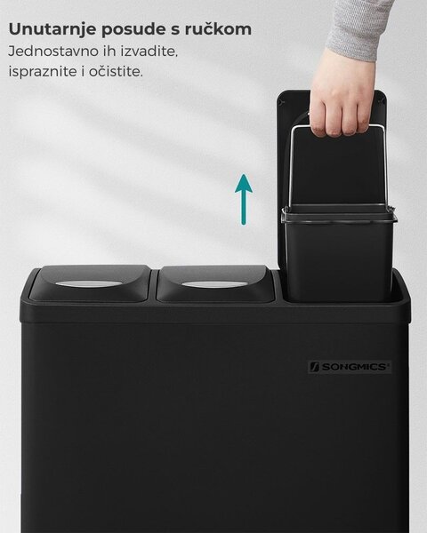 Kanta za odvajanje otpada SORT, 24 l (3x8 l), crna SongmicsHome