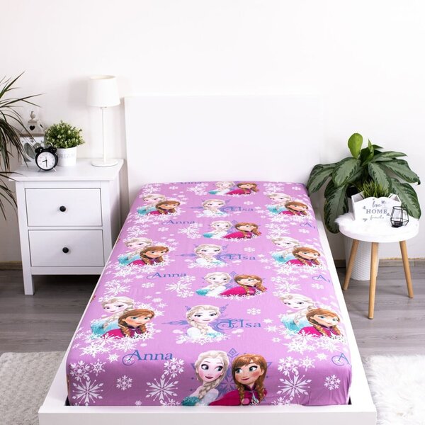 Pamučna dječja plahta s gumom za krevet za jednu osobu 90x200 cm Frozen – Jerry Fabrics