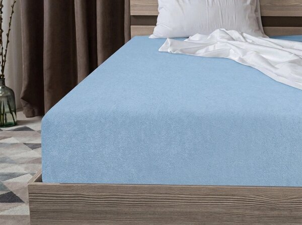 Molton napeta plahta od flisa svijetlo plava 90 x 200 cm