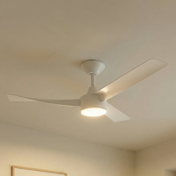 Lucande Airona LED stropni ventilator, bijeli, DC, tih, prigušiv., prigušiva, Bijela, Dnevni boravak/blagovaonica, Plastika