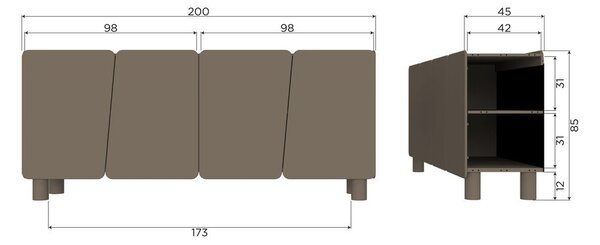 Smeđa komoda od masivnog bora 200x85x45 cm Root – WOOOD