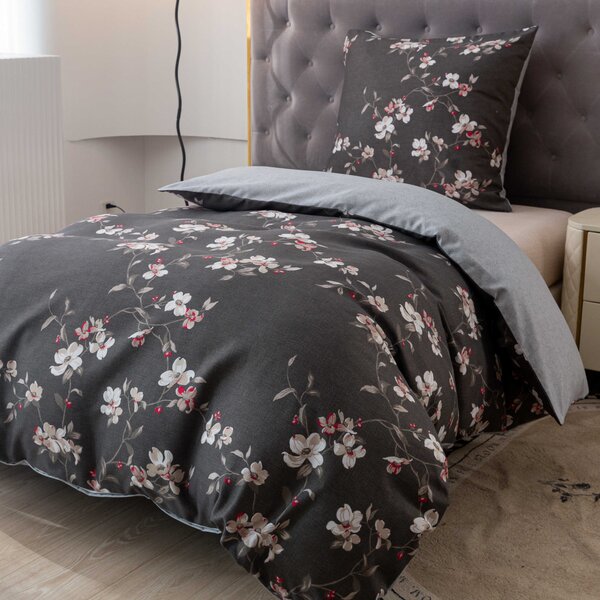 Flanelska posteljina od mikrovlakana BLOSSOM siva Dimenzije posteljine: 70 x 90 cm | 140 x 200 cm