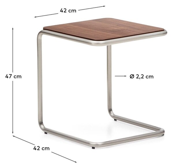 Pomoćni stol u dekoru oraha 42x42 cm Tarsel – Kave Home