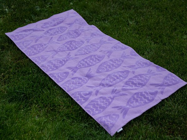 Ručnik za plažu RYBY 70 x 140 cm ljubičasta, 100% pamuk