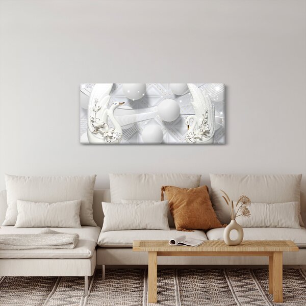 Slika - Zlatni labud na vodi (120x50 cm)