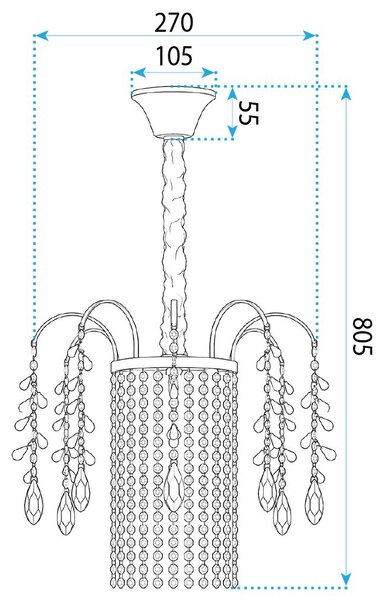 Kristalna viseća svjetiljka SWE090-CP 30cm GOLD