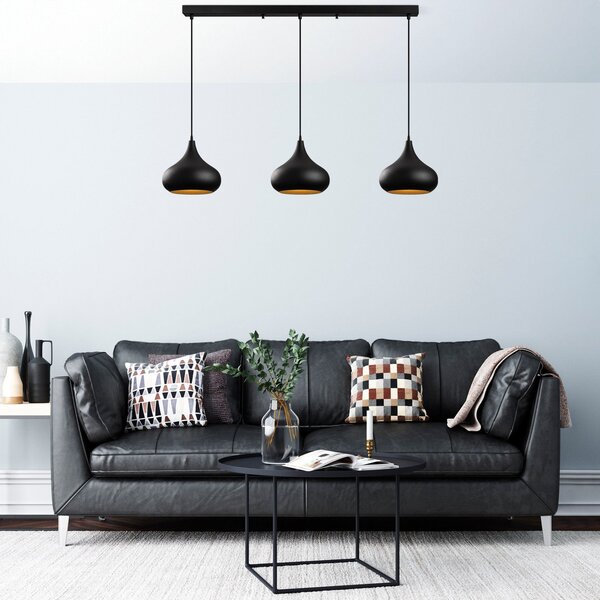 Opviq Muba viseća svjetiljka, crna, duljina 120 cm, metalna, prigušiva, Crno, Dnevni boravak/blagovaonica, Metal