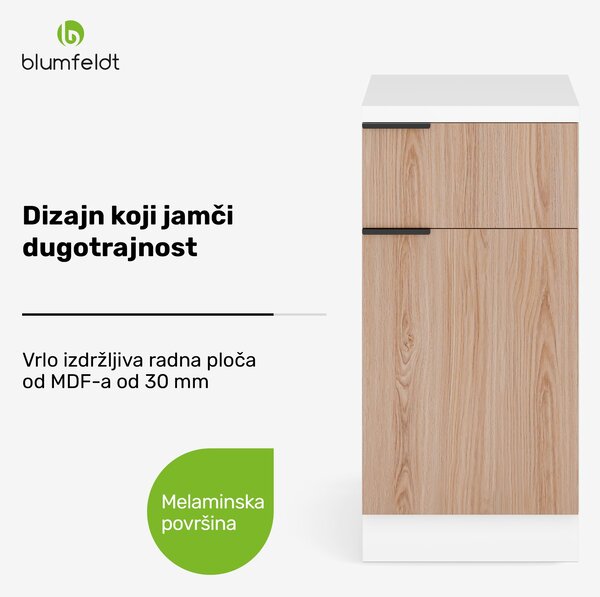 Blumfeldt WoodVista ormarić s ladicama | Robusna MDF radna ploča | Soft-close šarke | Aluminijski ručkovi