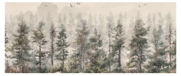 Slika - Borova šuma I., akvarel (120x50 cm)