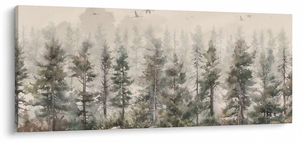 Slika - Borova šuma I., akvarel (120x50 cm)