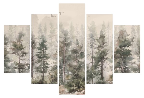 Slika - Borova šuma I., akvarel (150x105 cm)