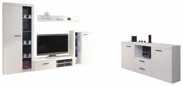 Zondo.hr Set za dnevni boravak Rokara (s komodom) (hrast lefkas) (LED rasvjeta). 1058161