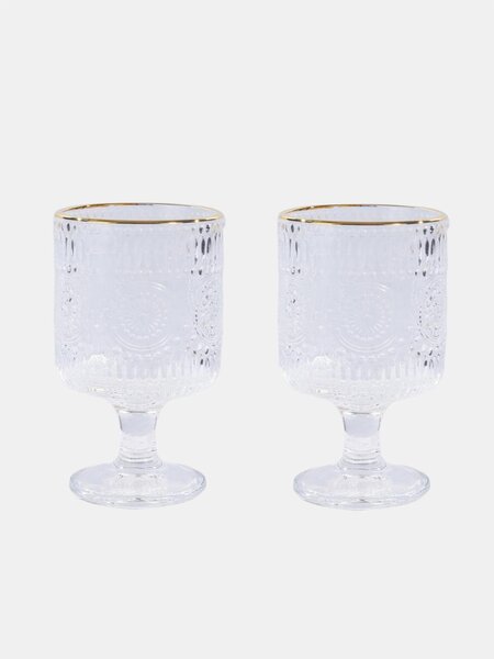 Sinsay - Set čaša s reljefnim uzorkom i zlatnim rubom 2 pack
