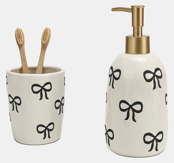 Sinsay - Keramički kupaonski set s motivom mašnica 2 pack