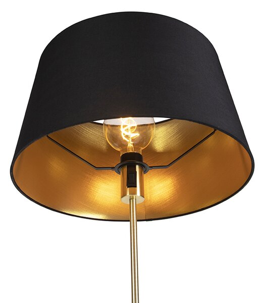 Podna lampa zlatna/mesingana s crnom sjenilom 45 cm podesiva - Parte