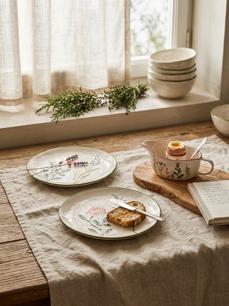 Sinsay - Keramički tanjuri s cvjetnim uzorkom, set od 2 komada
