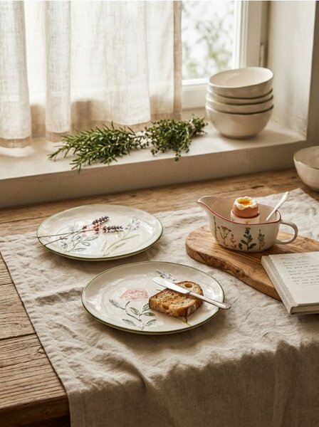 Sinsay - Keramički tanjuri s cvjetnim uzorkom, set od 2 komada