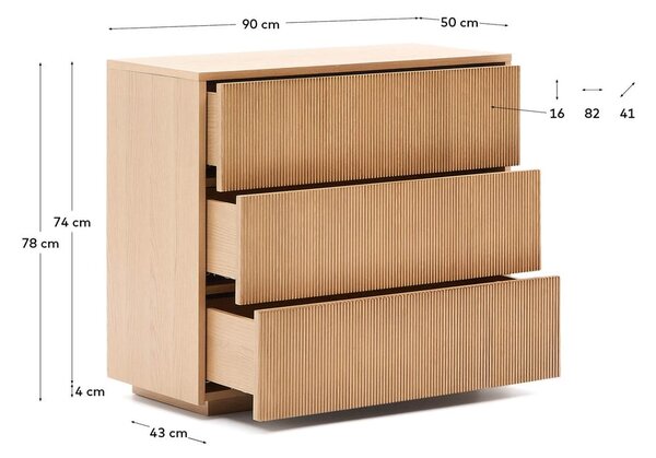 Komoda u dekoru hrasta u prirodnoj boji 90x79x50 cm Helvine – Kave Home