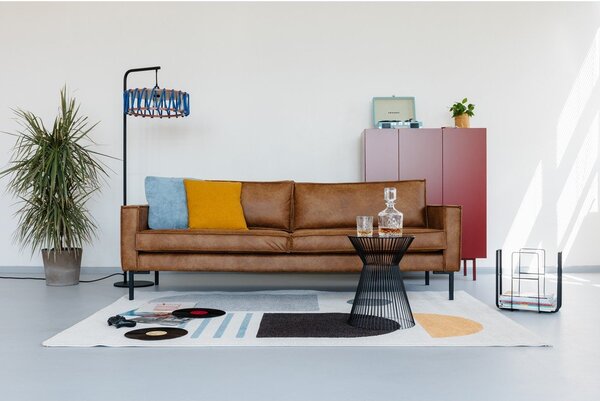 Cognac smeđa sofa od imitacije kože Scandic Rate