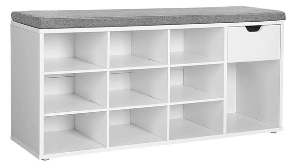 Klupa s policama za cipele, 104 x 30 x 48 cm, bijelo-siva | VASAGLE