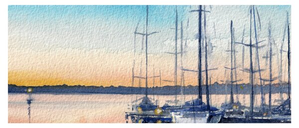 Slika - Vožnja čamcem, akvarel (120x50 cm)