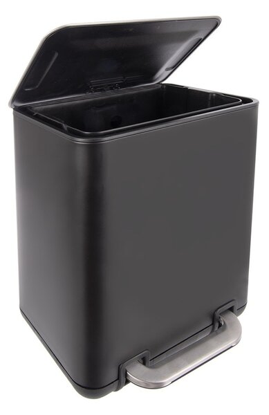 Crna kanta za smeće od nehrđajućeg čelika s pedalom 20 l Black – Orion