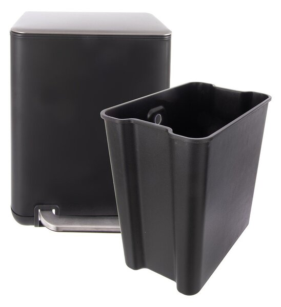 Crna kanta za smeće od nehrđajućeg čelika s pedalom 20 l Black – Orion